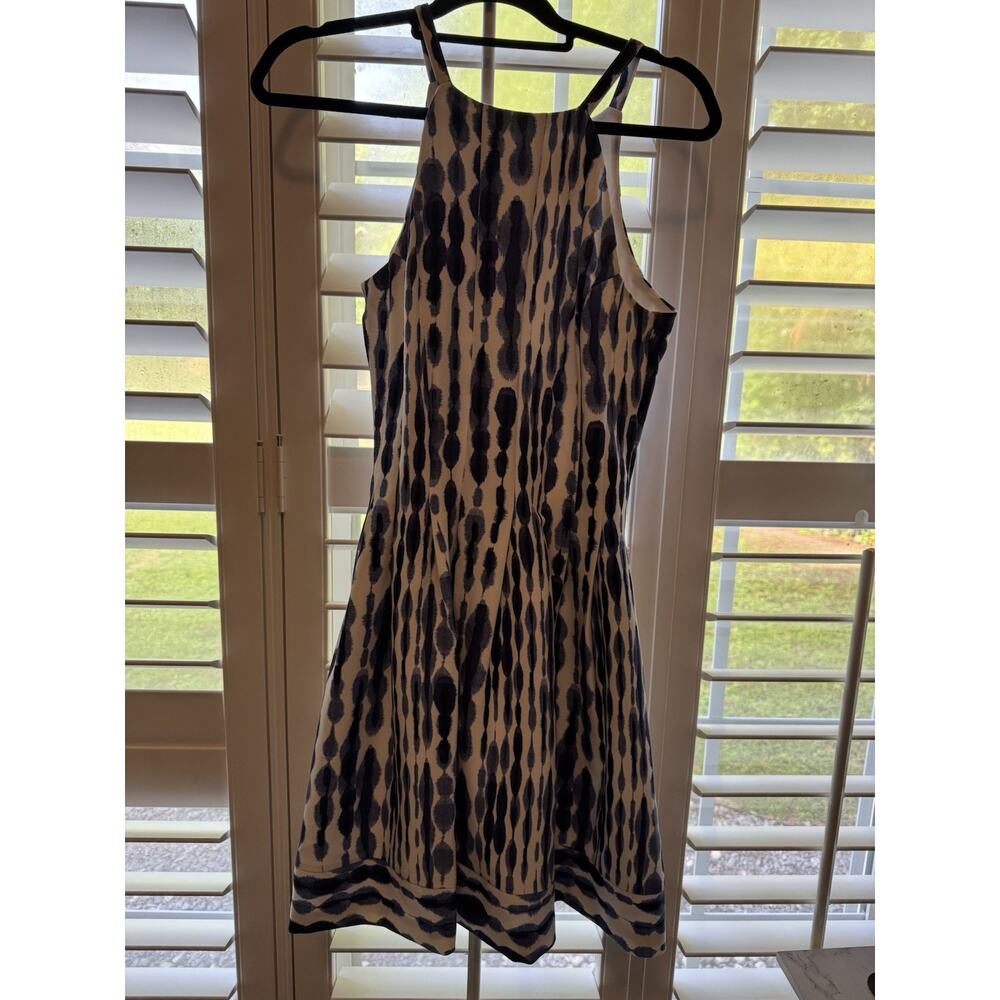 🔴Vince Camuto Scuba Strapless Blue And White A Line Dress 6 - Picture 2 of 6